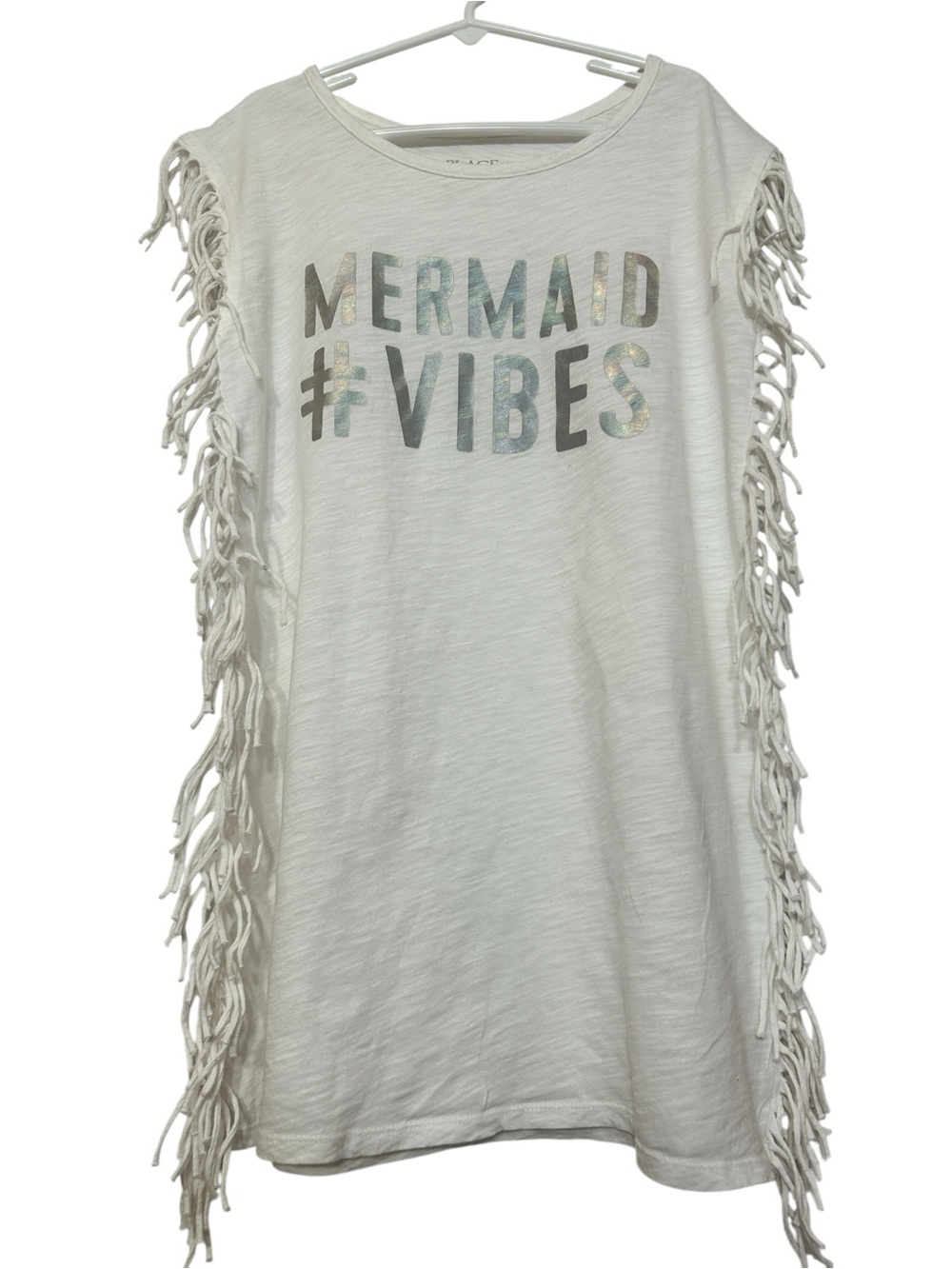 Kids Place Tee Shirt with Holographic "Mermaid #Vibes Graphics